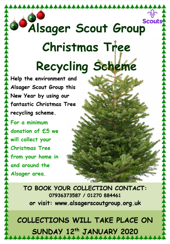 Christmas Tree Recycling 2020 Alsager Scout Group